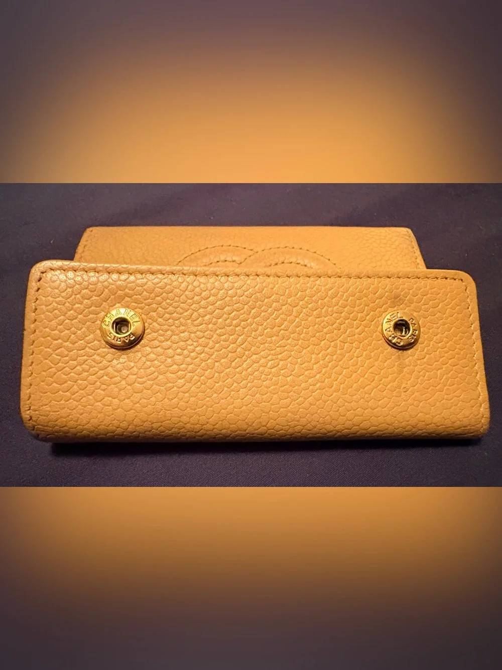 Vintage CHANEL Timeless CC Beige Caviar Leather 6 Key Case Card 8 Series